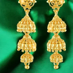 DIVASTRI Gold-Plated Dome Shaped Jhumkas-image-86