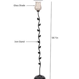 Devansh Black & Yellow Glass Leaf FloorLamp-3