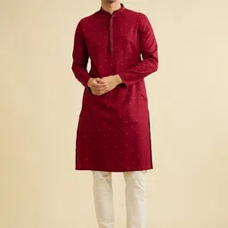 Manyavar Printed Straight Pure Cotton Kurta with Trousers-image-97