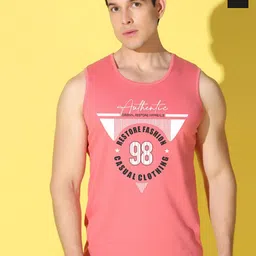WOOSTRO Pack Of 2 Printed Combed Cotton Gym Vests VWS26(98 PEACH)(MORE BLACK)-17