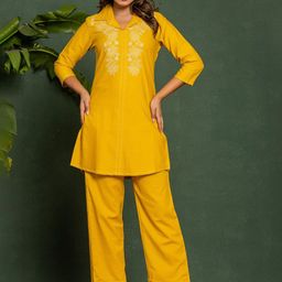 AUTUMN LANE Bhavna Amber Embroidered Co-Ord Set-image-52