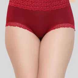 Glamoras Pack Of 2 High-Rise Seamless Lace Trim Hipster Briefs GL-LACEPANTY-463-BG-MAROON-image-84
