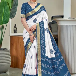 Panzora Bandhani Printed Zari Pure Cotton Saree-image-87