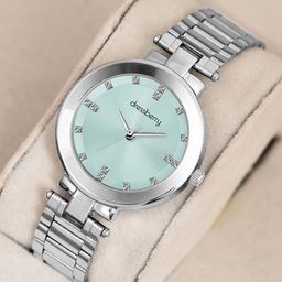 DressBerry Women Brass Embellished Dial & Stainless Steel Straps Analogue Watch DB-032-Sky Blue-46