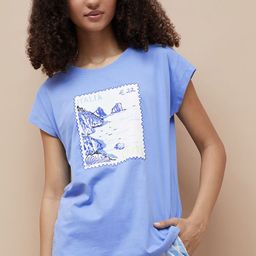 Ginger by Lifestyle Graphic Printed Round Neck Extended Sleeves Cotton T-shirt-image-84