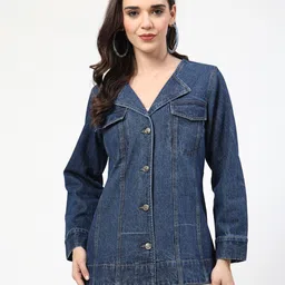 COSMIC TRIO Women Lightweight Denim Jacket-image-95