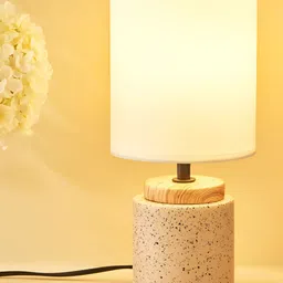 Home Centre Beige Ceramic Cylindrical Shaped Table Lamp-image-86