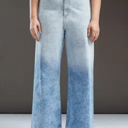 FREAKINS Women Plus Size Jean Flared High-Rise Heavy Fade Stretchable Jeans-image-30