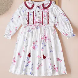 BAESD Girls Peter Pan Collar Floral Print Fit & Flare Dress-image-18