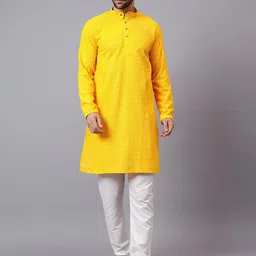 Yugnik Men Embroidered Regular Kurta with Pyjamas-image-71