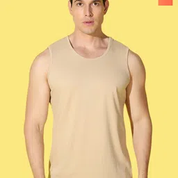 WOOSTRO Pack Of 2 Pure Combed Cotton Gym VestsVWS26(BKLN ORANGE)(PLAIN RUST)-17