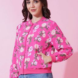 IX IMPRESSION Women Floral Lightweight Bomber Jacket-image-73