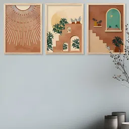 Kotart Brown & Green 3 Pieces Modern Wooden Wall Arts-picture-36