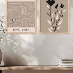 Kotart Brown & Black 2 Pieces Abstract Wooden Wall Arts-picture-18