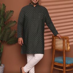 Enchanted Drapes Men Plus Size Ethnic Motifs Printed Daily Cotton Straight Kurta-18