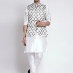 TS LIFESTYLE Men Floral Regular Dupion Silk Kurta with Churidar-image-29