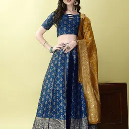 A TO Z CART Woven Design Zari Ready to Wear Lehenga & Unstitched Blouse With Dupatta-image-98