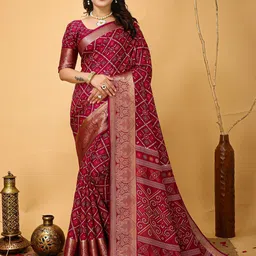 HERE&NOW Bandhani Zari Art Silk Bandhani Saree-picture-13