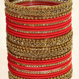 ZULKA Set Of 28 Zircon Gemstone Studded Bangles-image-99