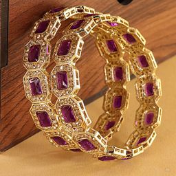 LAVAZZA Set Of 2 Crystal & Zircon-Studded Antique Bangles-57