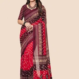 Moda Rapido Red Printed Poly Georgette Sarees-picture-11