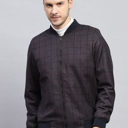 Monte Carlo Men Checked Stand Collar Open Front Jacket-image-94