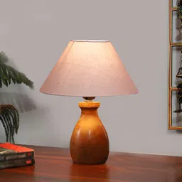 Aura Grey Wooden Frustum Shaped Table Lamp-image-25