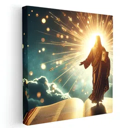 SAF Blue & Yellow Divine Jesus Printed Canvas Wall Art-51