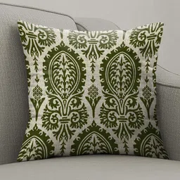 CASABLEU Beige & Green 2 Pieces Ethnic Motifs Square Cushion Covers-image-76