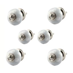 Indianshelf 6-Pcs Grey & White Printed Ceramic Knobs-7