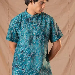 5 Stitch Men Printed Indie Prints Chanderi Silk Kurta-picture-17