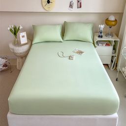 JC HOME Green 220 TC Pure Cotton Fitted King Bedsheet Set 2 m x 1.8 m-image-10