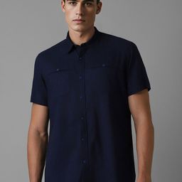 Louis Philippe Jeans Men Spread Collar Solid Cotton Slim Fit Casual Shirt-image-58