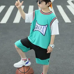 YK Boys Printed Round Neck Pure Cotton T-Shirt With Shorts-64
