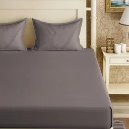 Myntra Elegant Homes Grey Fitted 300 TC King Bedsheet Set 2.50 m x 2.25 m-picture-47