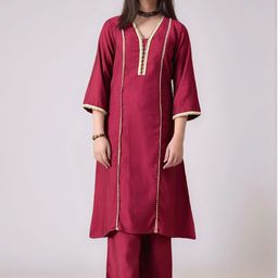 Sangria Girls Embellished Beads and Stone Work A-Line Kurta & Trousers-picture-42