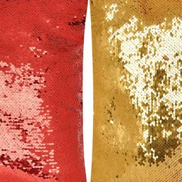 Black gold Gold-Toned & Red Set of 2 Embellished Square Cushion Covers-41