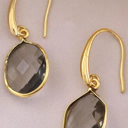 DressBerry Gold-Plated Artificial Stone Studded Oval Drop Earrings-20