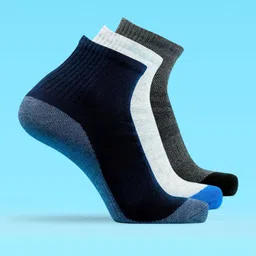 LUX MOZZE Men Pack Of 3 Assorted Cotton Stretchable Moisture Absorbent Ankle-Length Socks-image-76
