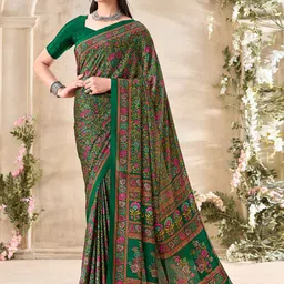Mitera Floral Printed Saree With Unstitched Blouse Piece-image-54