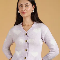 Kotty Women Printed V-Neck Long Sleeves Cardigan-image-82