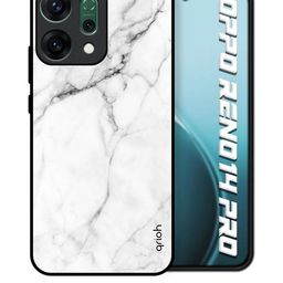 QRIOH White Marble Printed Oppo Reno14 Pro 5G Glass Back Case Mobile Accessories-picture-13