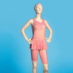 Checkered Women Swim-dress Red Swimsuit-image-43