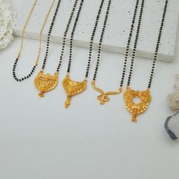 DIVASTRI Set Of 5 Gold-Plated Artificial Beads Mangalsutra-image-50