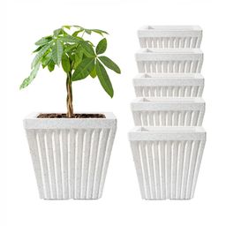 RUBOXA 6Pcs White Textured UV ProtectedPlanters-21