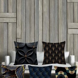 JEXHOME Multicoloured Set of 5 Floral Satin Square Cushion Covers-8