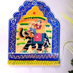 apka mart Blue & Yellow Printed 4-Hooks KeyHolder-11