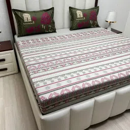 Pure Decor Lifestyle Grey Printed 350 TC Pure Cotton King Bedsheet Set 2.74 m X 2.74 m-picture-45