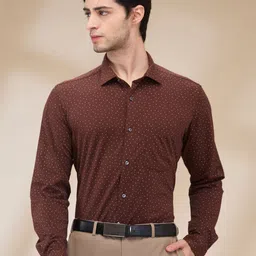 Park Avenue Men Spread Collar Micro Ditsy Printed Cotton Slim Fit Formal Shirt-picture-18