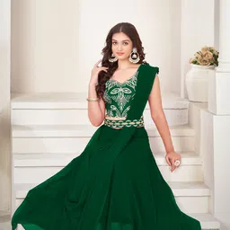 Warthy Ent Embroidered Thread Work Semi-Stitched Lehenga & Unstitched Blouse With Dupatta image 5